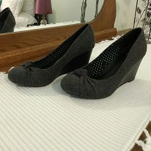 Charcoal Gray Wedge Heels